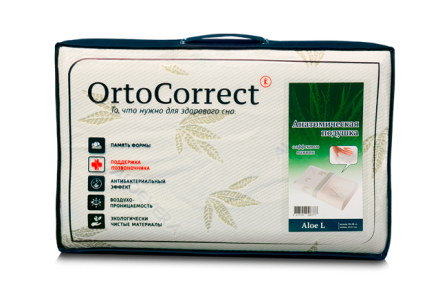 Подушка ортопедическая OrtoCorrect  AV (aloe)  без выемки L купить по низкой цене. В Интернет-магазине медтехники и ортопедии &quot;Мед+техника&quot;