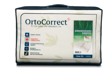 Подушка ортопедическая OrtoCorrect  AV (aloe)  без выемки L купить по низкой цене. В Интернет-магазине медтехники и ортопедии &quot;Мед+техника&quot;