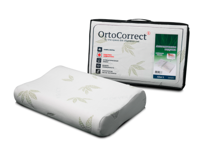 Подушка ортопедическая OrtoCorrect  AV (aloe)  без выемкиХL купить по низкой цене. В Интернет-магазине медтехники и ортопедии &quot;Мед+техника&quot;